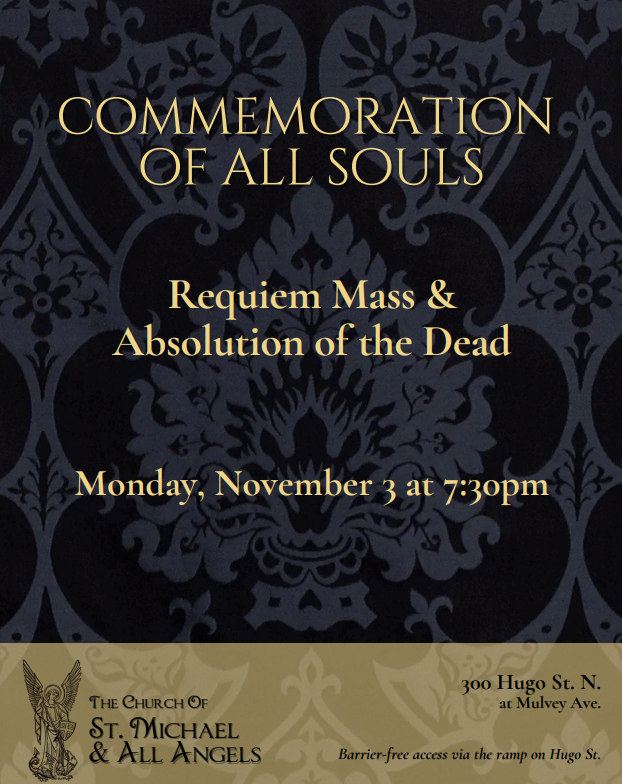 Poster for All Souls' Day Mass to take place November 5th, 2025 at 7:30pm